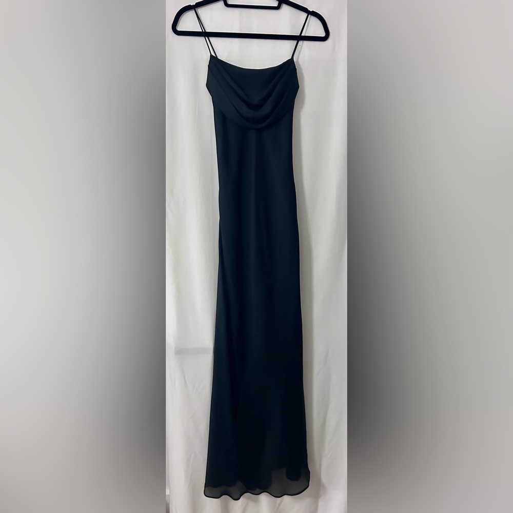 Vintage 90s Jump Black Cowl Neck Gown